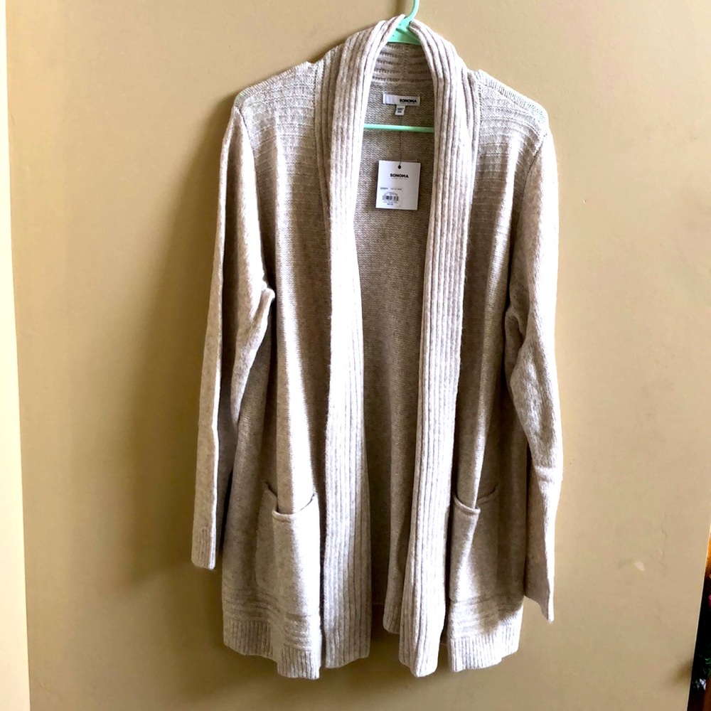 Sonoma NWT long beige open cardigan